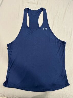 Men's Navy Bamboo Performance Racerback Tank Top with Small Logo
